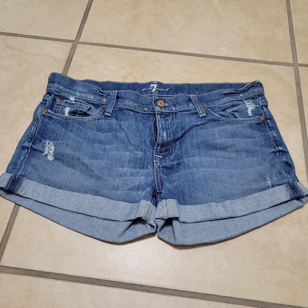 7 For All Mankind Women's Shorts Blue Jean Denim Size 32